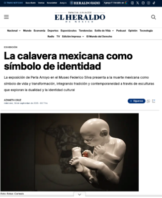 Calavera mexicana de Perla Arroyo en el Museo Federico Silva y en el Heraldo de México