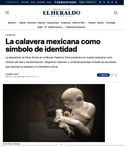 Calavera mexicana de Perla Arroyo en el Museo Federico Silva y en el Heraldo de México