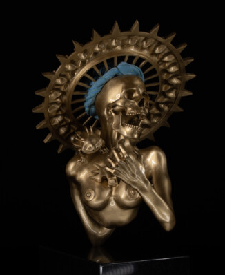 Coyolxauhqui — Calavera Mexicana® · Bronze sculpture · Lost wax casting · Perla Arroyo · Mexico City · 2024