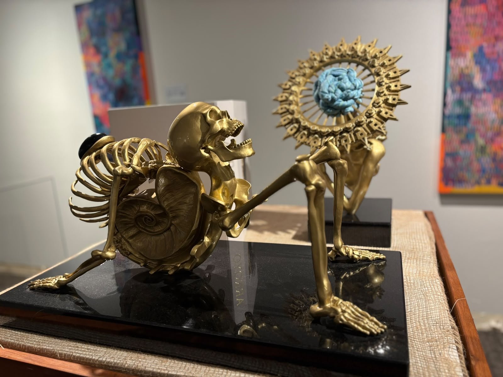 Bronze sculpture from Perla Arroyo’s Calavera Mexicana series, on view at the Sala Carlos Fuentes of the Consulate General of Mexico in Phoenix.